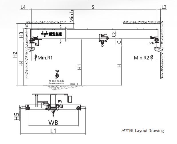 歐式單梁起重機(8噸)尺寸圖.jpg 歐式單梁起重機